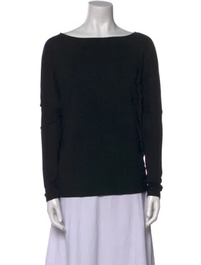 Pre-owned Hatch Bateau Neckline Long Sleeve Top In Black