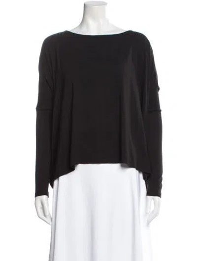 Pre-owned Hatch Bateau Neckline Long Sleeve Top In Black
