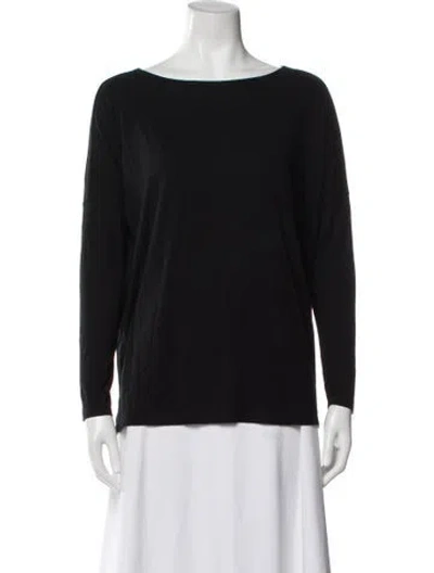 Pre-owned Hatch Bateau Neckline Long Sleeve Top In Black
