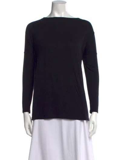 Pre-owned Hatch Bateau Neckline Long Sleeve Top In Black