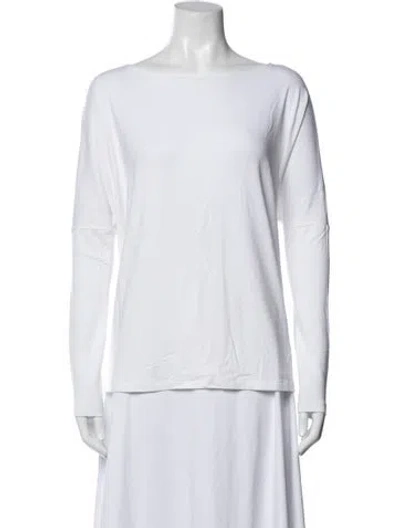 Pre-owned Hatch Bateau Neckline Long Sleeve Top In Blue