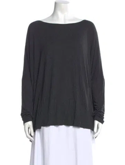 Pre-owned Hatch Bateau Neckline Long Sleeve Top In Gray