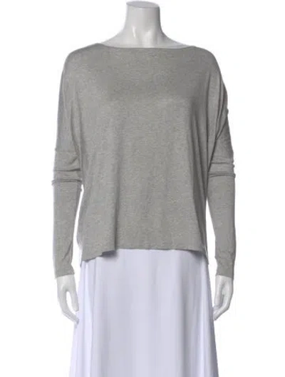 Pre-owned Hatch Bateau Neckline Long Sleeve Top In Gray