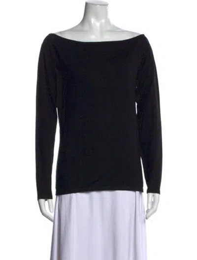 Pre-owned Hatch Bateau Neckline Long Sleeve Top W/ Tags In Black