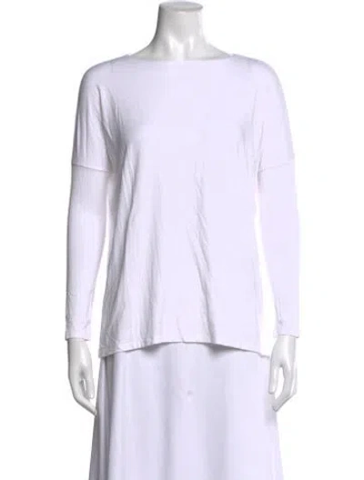 Pre-owned Hatch Bateau Neckline Long Sleeve Top In White