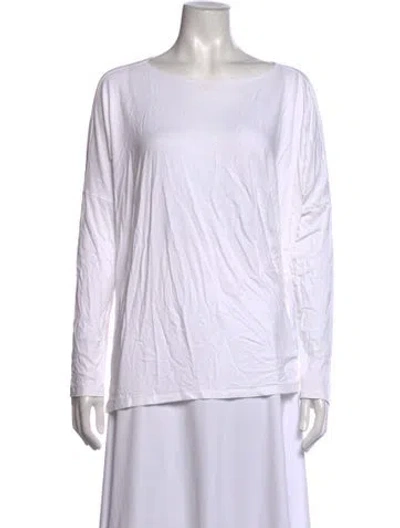 Pre-owned Hatch Bateau Neckline Long Sleeve Top In White