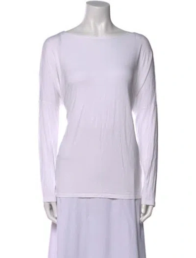 Pre-owned Hatch Bateau Neckline Long Sleeve T-shirt In White