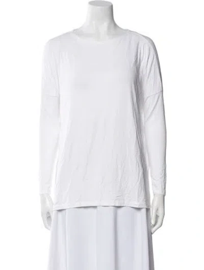 Pre-owned Hatch Bateau Neckline Long Sleeve T-shirt In White