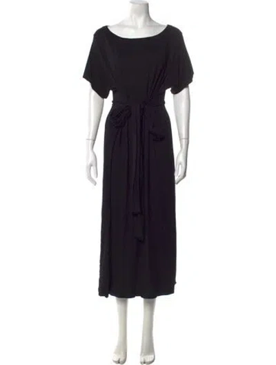 Pre-owned Hatch Bateau Neckline Midi Length Dress In Black