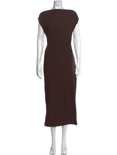 Pre-owned Hatch Bateau Neckline Midi Length Dress W/ Tags In Brown