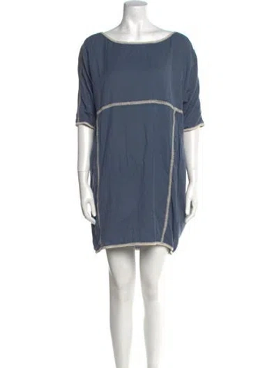 Pre-owned Hatch Bateau Neckline Mini Dress In Blue