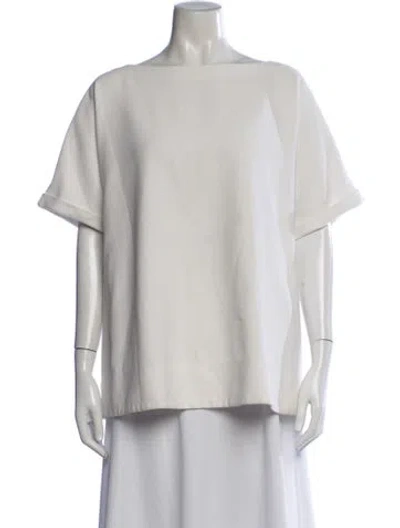 Pre-owned Hatch Bateau Neckline Short Sleeve Top In White