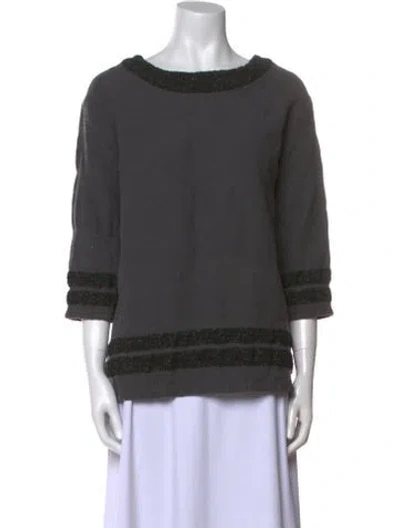 Pre-owned Hatch Bateau Neckline Three-quarter Sleeve Sweatshirt In Gray