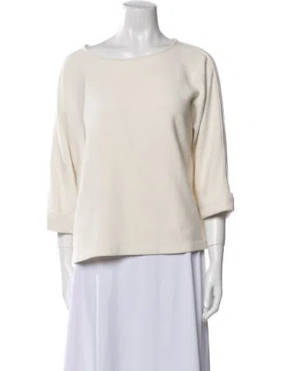 Pre-owned Hatch Bateau Neckline Three-quarter Sleeve Sweatshirt In Neutral