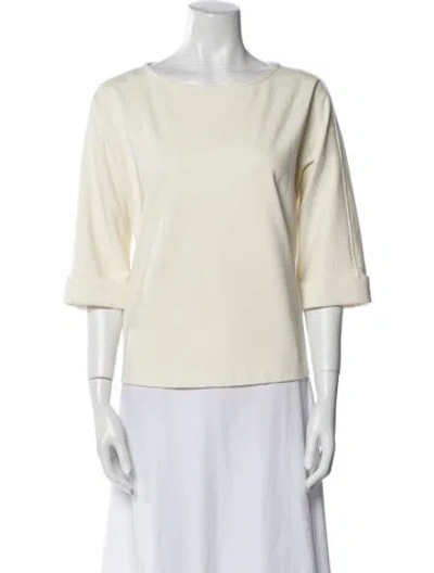 Pre-owned Hatch Bateau Neckline Three-quarter Sleeve Top In Neutral