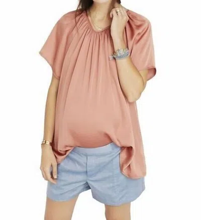 Hatch Cecilia Short Sleeves Top In Terracotta/pink