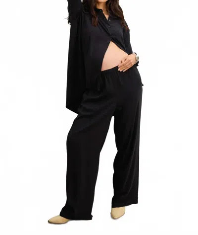 Hatch Celeste Drapey Buttondown Shirt In Black