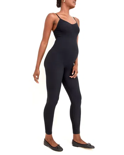 Hatch Collection Body Rib Maternity Unitard In Black