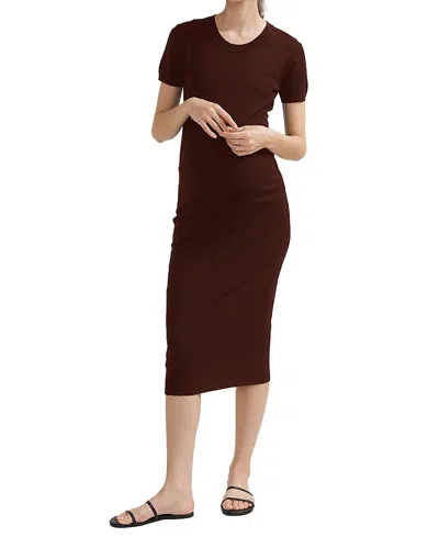 Hatch Collection Eliza Maternity Midi T-shirt Dress In Chocolate