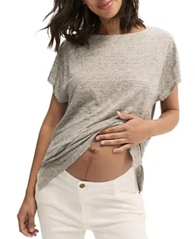 Hatch Collection Everyday Maternity Linen T-shirt In Heather Grey