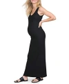 Hatch Collection Long Body Maternity Tank Dress In Black