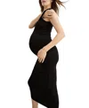 Hatch Collection Maternity Body Midi Tank Dress In Black