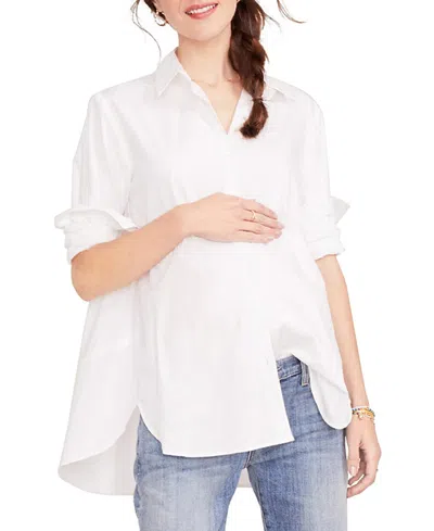 Hatch Collection Nursing Friendly Maternity Classic Buttondown Shirt In White