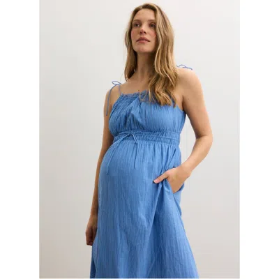 Hatch Collection The Audrey Maternity Dress In Blue