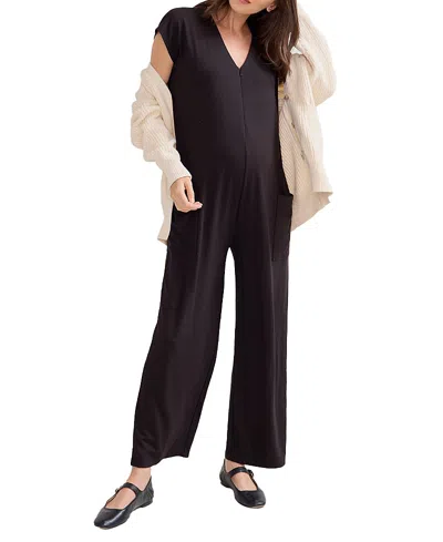 Hatch Collection The Charlotte Maternity Nursing Friendly Jumpsuit In Black