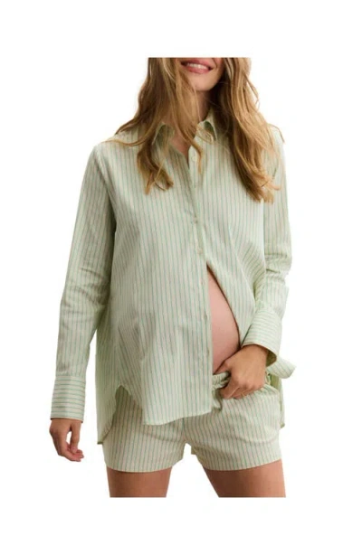 Hatch Collection The Classic Buttondown Maternity Shirt In Green