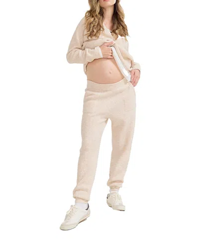 Hatch Collection The Cozy Waffle Maternity Jogger In Oatmeal Melange