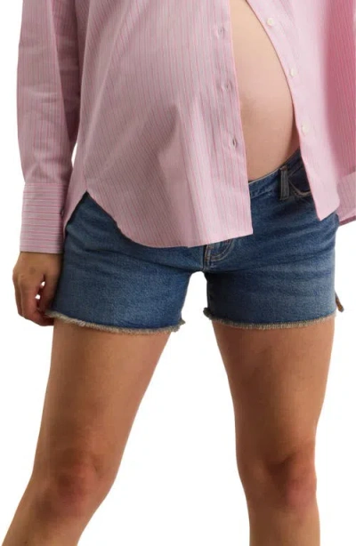 Hatch Collection The Cut Off Maternity Short In Purple