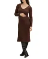 Hatch Collection The Dasha Maternity Sweater Dress In Brown