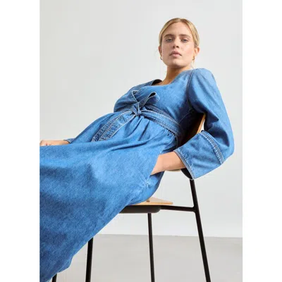 Hatch Collection The Denim Carolina Dress In Gray