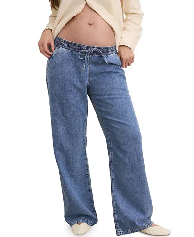 Hatch Collection The Drapey Denim Wide Leg Maternity Pant In Vintage Dream Blue