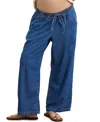 Hatch Collection The Drapey Denim Wide Leg Pant In True Indigo In Purple