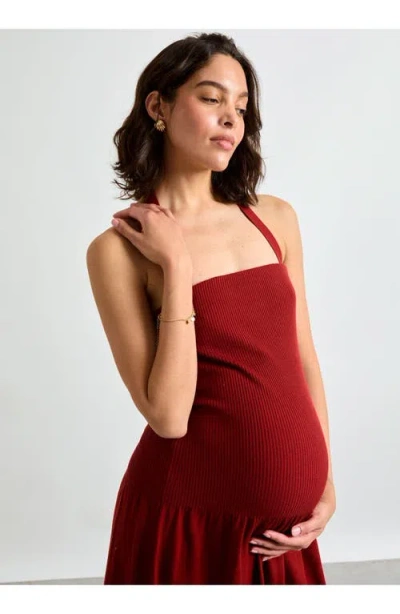 Hatch Collection The Fiona Strapless Knit Dress In Brown