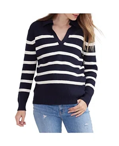 Hatch Collection The Hannah Sweater In Navy/ivory Stripes