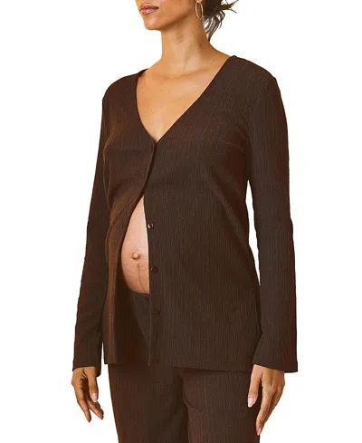 Hatch Collection The Lucia Maternity Shirt In Brown