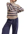 Hatch Collection The Maternity Estella Cashmere Turtleneck In Oat Melange/navy Stripe