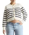 Hatch Collection The Maternity Mini Cocoon Marlow Cardigan In Ivory/navy Stripe