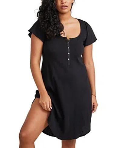 Hatch Collection The Pointelle Maternity Nursing Friendly Nightgown In Black