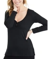Hatch Collection The Rib Maternity Nursing Friendly Henley Top In Black