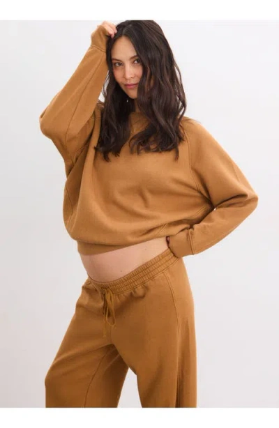 Hatch Collection The Romy Pullover Classic Sweatshirt In Brown