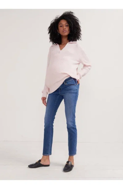 Hatch Collection The Slim Maternity Jean In Blue