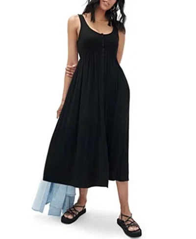 Hatch Collection The Softest Rib Maternity Nursing Friendly Tank Dress In Black