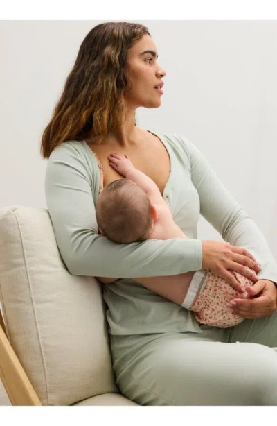 Hatch Collection The Softest Rib Nursing Cardigan In Green