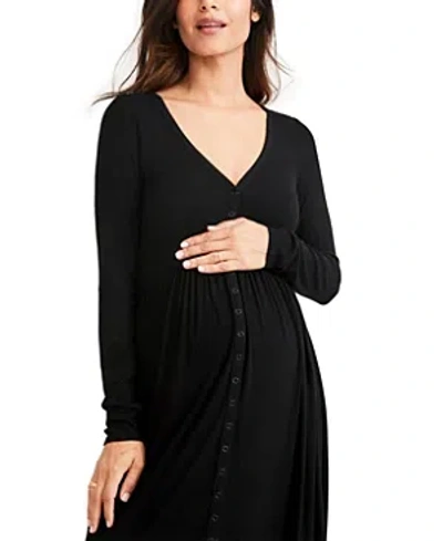 Hatch Collection The Softest Rib Nursing Dress In Black