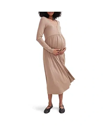 Hatch Collection The Softest Rib Nursing Dress In Driftwood