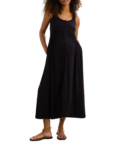 Hatch Collection The Softest Rib Nursing Tank Dress In Black
